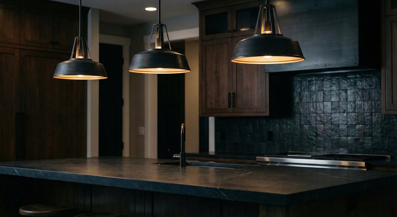 Kitchen with pendant lights